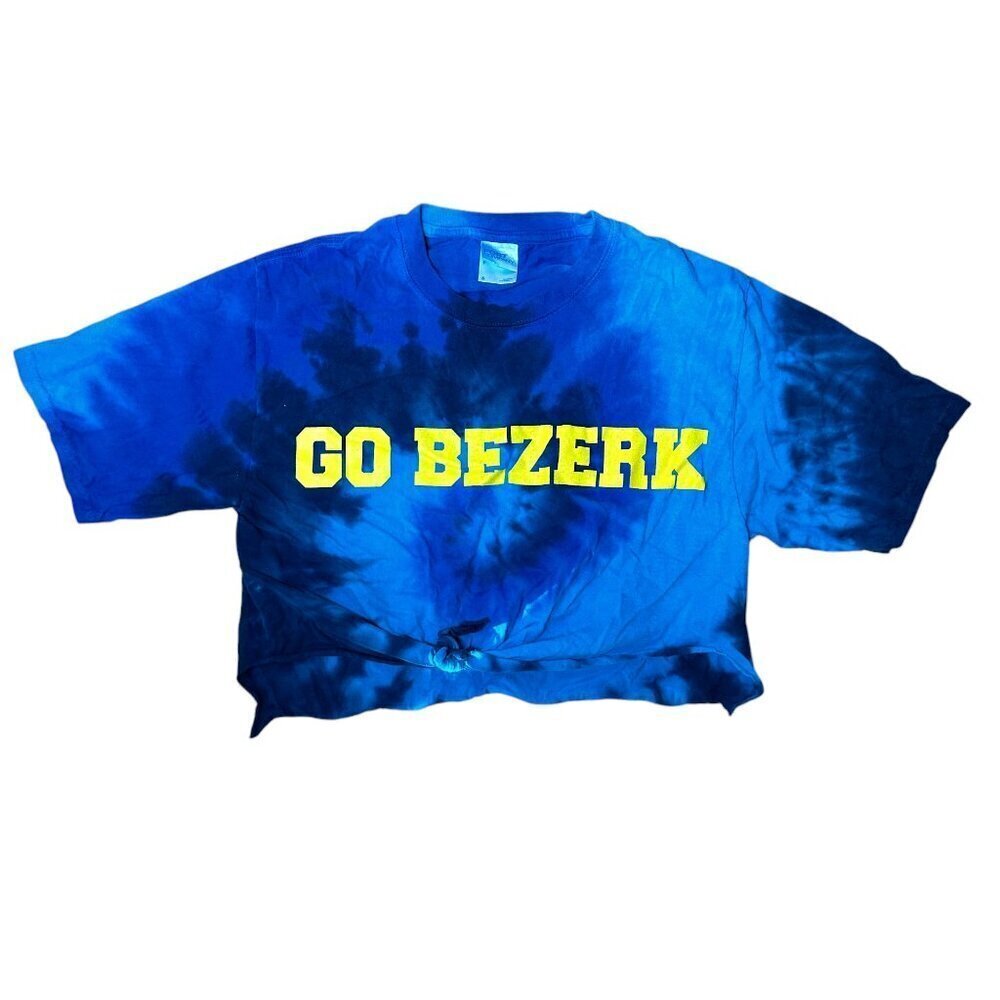 UC BERKELEY Cal Bears Go Bezerk Tie Dye Game Day Cropped T Shirt Size Small